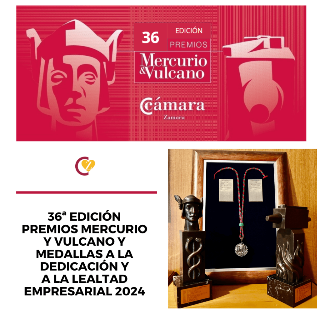 La Cámara de Comercio de Zamora convoca la 36ª edición de los Premios Mercurio y Vulcano y las Medallas a la Dedicación Empresarial y Lealtad a la empresa.
