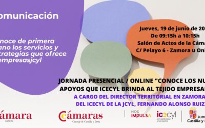 Una jornada dará a conocer los nuevos apoyos de ICECYL para el tejido empresarial el próximo jueves 19 de junio en la sede de la Cámara