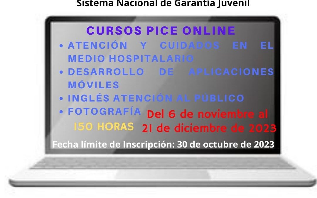 Cursos PICE Online Gratuitos «Atención y Cuidados en el Medio Hospitalario», «Desarrollo de Aplicaciones Móviles», «Inglés Atención al Público» y «Fotografía»