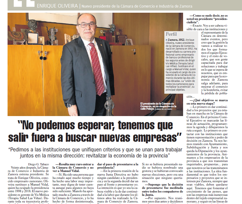 Entrevista La Opinión de Zamora al Presidente de la Cámara de Comercio de Zamora – Enrique Oliveira