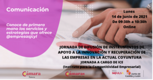 Jornada Online Gratuita «Difusión de instrumentos de apoyo a la innovación y recuperación de las empresas en la actual coyuntura»