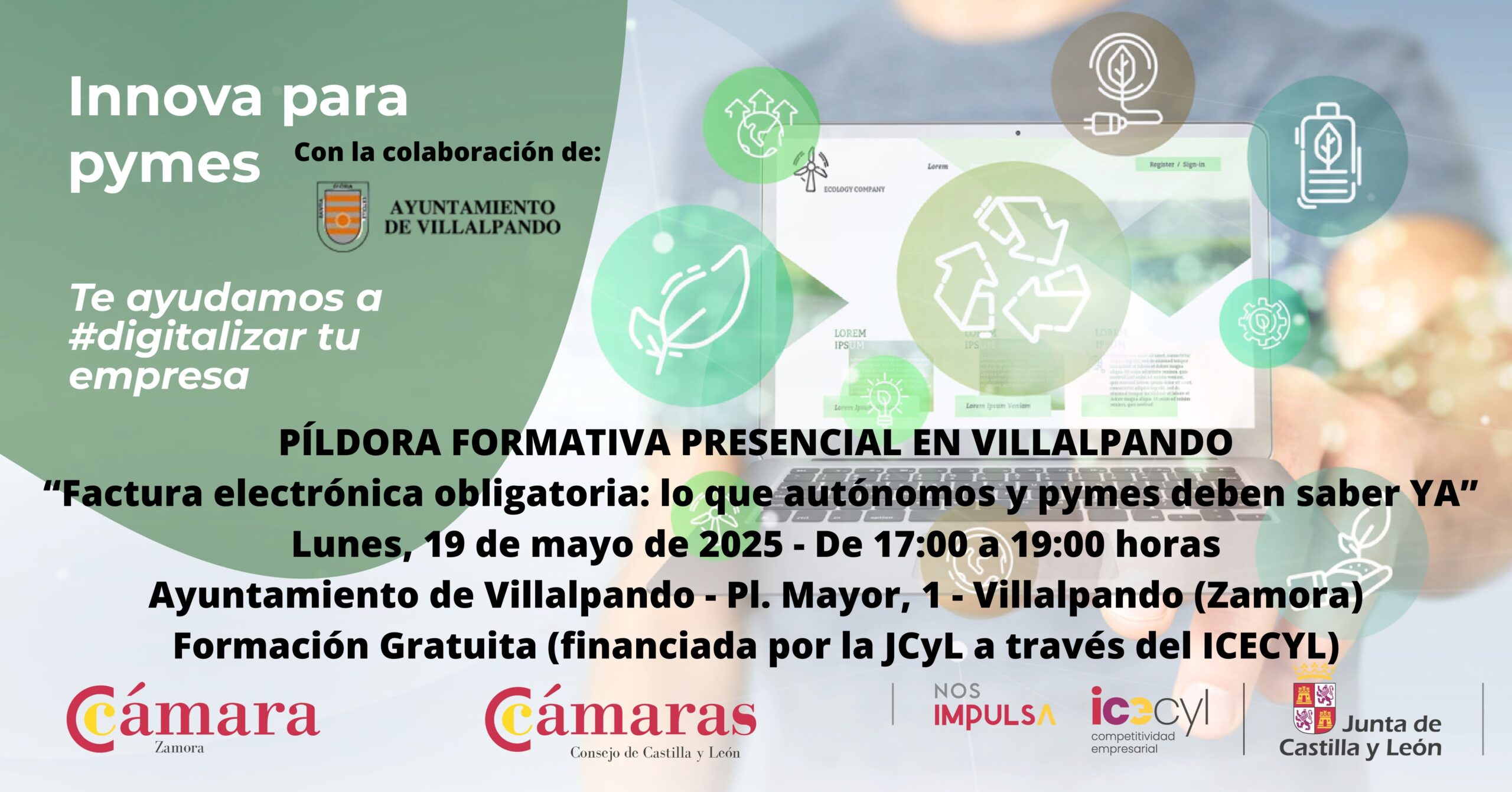 Píldora Formativa Presencial en Villalpando «Factura electrónica obligatoria lo que autónomos y pymes deben saber YA»