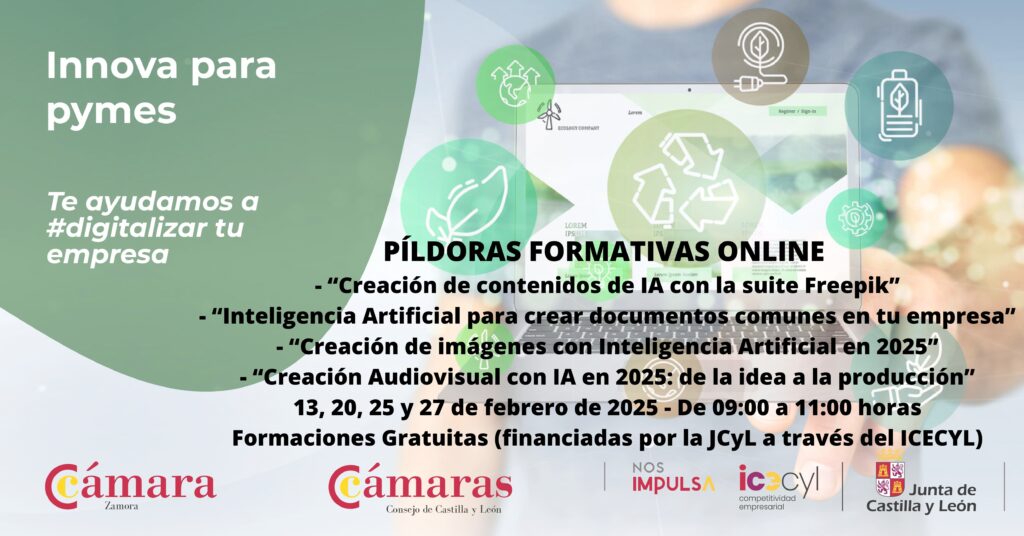 La Cámara de Comercio de Zamora y la Junta de Castilla y León inician 12 píldoras formativas los próximos meses para incrementar la rentabilidad de las pymes mediante la digitalización