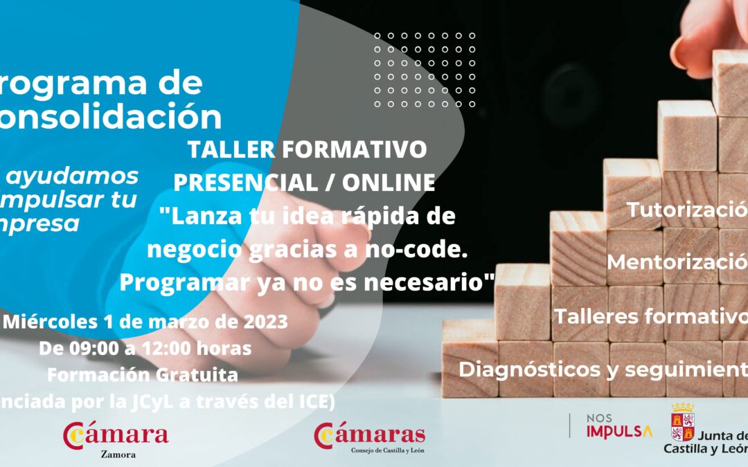 Taller Formativo Presencial / Online “Lanza tu idea rápida de negocio gracias a no-code. Programar ya no es necesario”