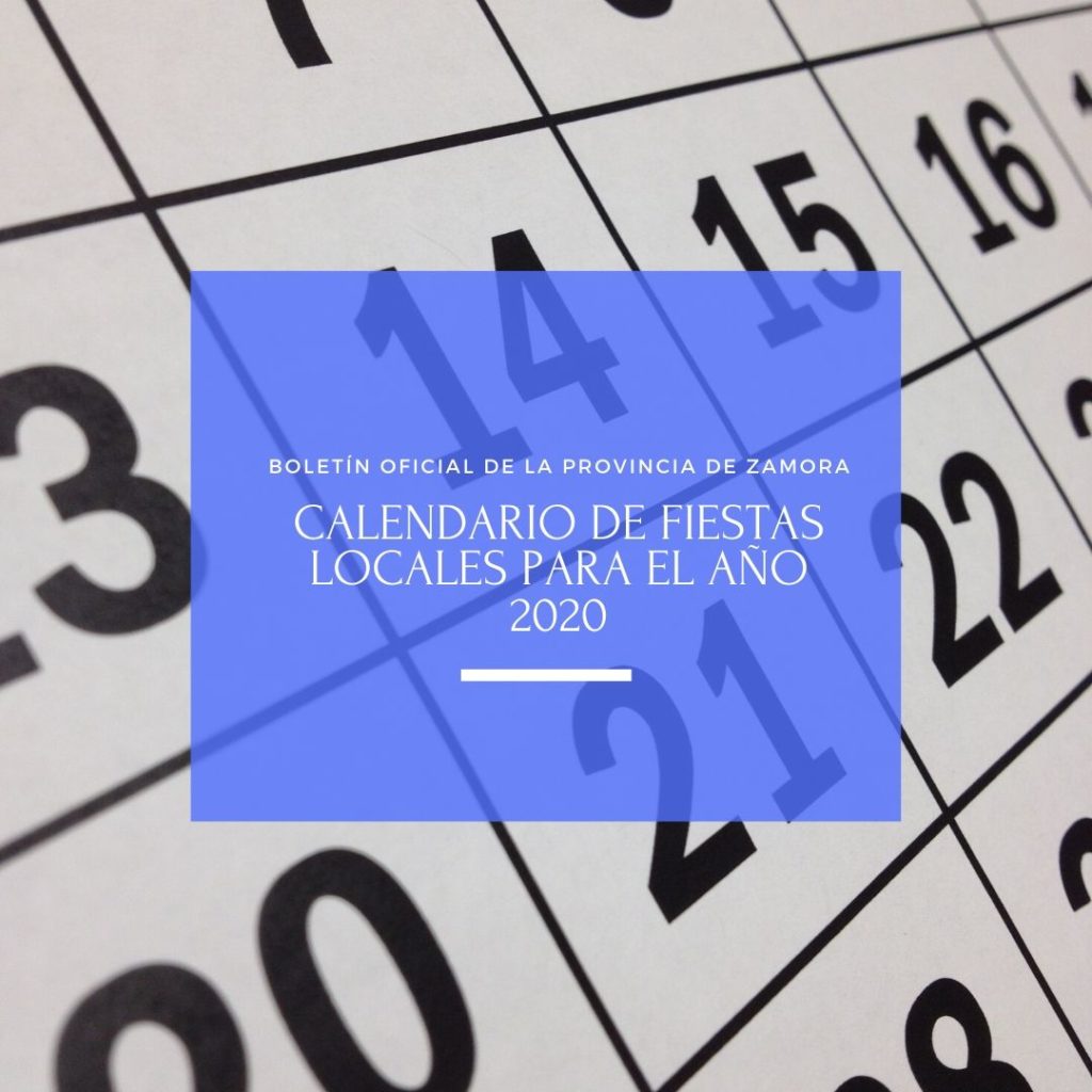 Calendario fiestas locales para el año 2020