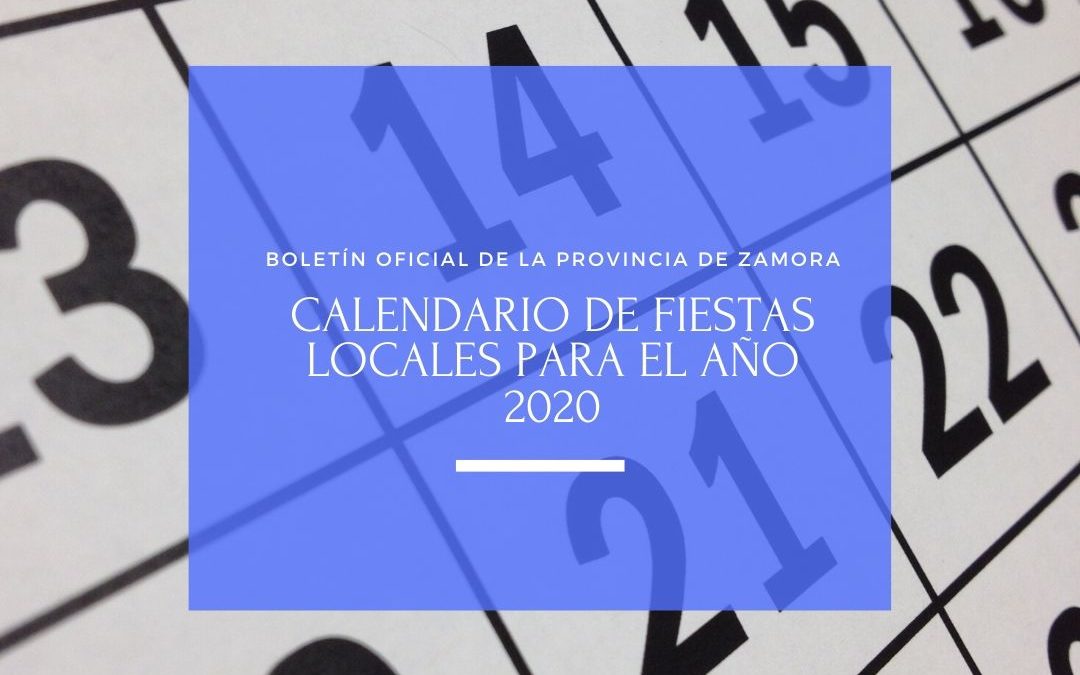 Calendario fiestas locales para el año 2020